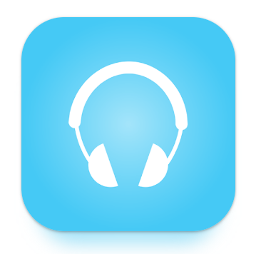 The ListenWIFI app logo has a solid light blue backgroud with white headphones in the center